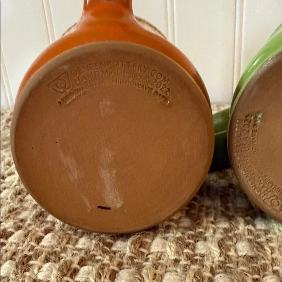 Dennen pottery company. Orange and Green Mugs. Casey coffee co. Handmade USA - Picture 7 of 7